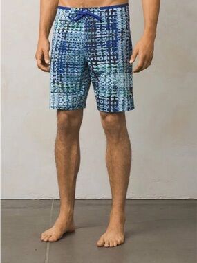 Prana Catalyst Board Shorts Blue Swim UPF 50+ Summer Outdoors
